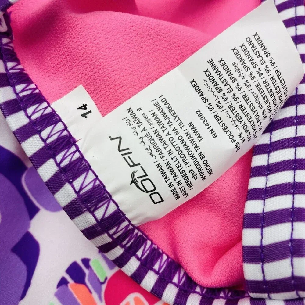 Dolfin Uglies‎ Youth Girls Size 14 Floral Print One Piece Swimsuit DS9510 2509